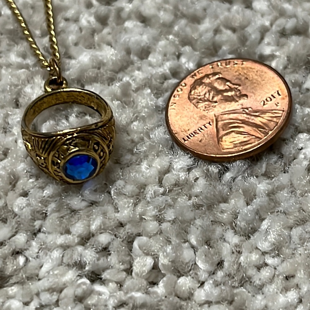 Vintage high school ring charm on necklace